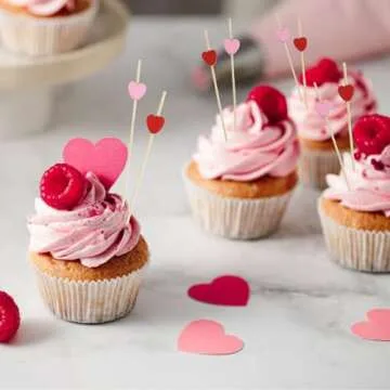 Valentine Picks - Heart Toothpicks for Appetizers, Set of 200-4.7" Heart Skewers for Valentine's Day, Galentine's, and Food Decorations - Cocktail Picks For Garnish