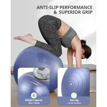 Trideer Yoga Ball - Exercise Ball for Workout pilates Stability - Anti-Burst and Slip Resistant for physical therapy, Birthing, Stretching & Core Workout, Office Ball Chair, Flexible Seating, Home Gym