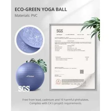 Trideer Yoga Ball - Exercise Ball for Workout pilates Stability - Anti-Burst and Slip Resistant for physical therapy, Birthing, Stretching & Core Workout, Office Ball Chair, Flexible Seating, Home Gym