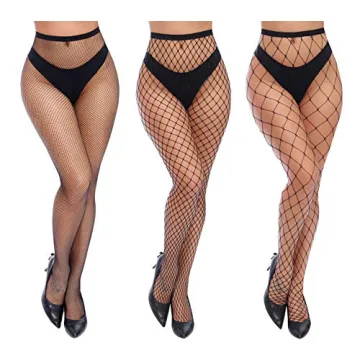 Charmnight Women's Fishnet Stockings, 3 Pair High Waist