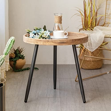 LITA Log Round Side End Table for Any Room