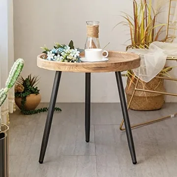 LITA Log Round Side End Table for Any Room