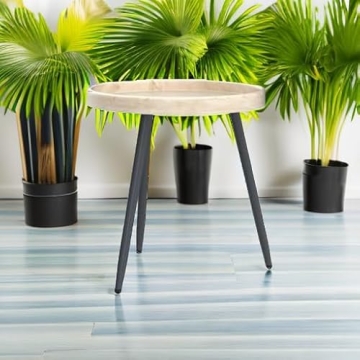 LITA Log Round Side End Table for Any Room