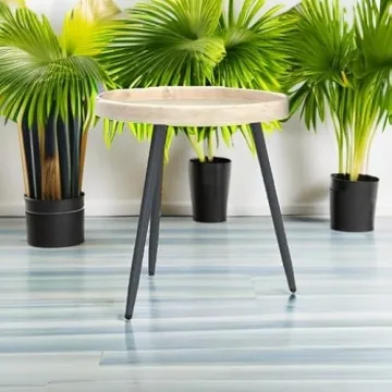 LITA Log Round Side End Table for Any Room