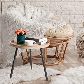 LITA Log Round Side End Table for Any Room