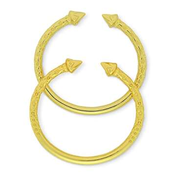 NYCFASHIONJEWELS The Crown Bangles, 22K Gold, Solid Crown End West Indian Bangles, Pair Bangles