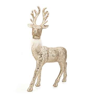 Elegant ARCCI Christmas Reindeer Statues - Glitter Gold Decor