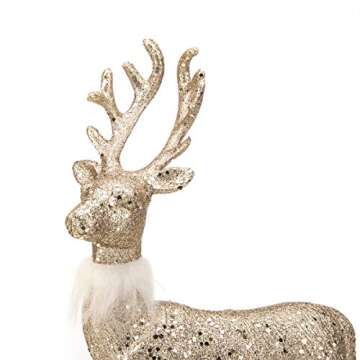 Elegant ARCCI Christmas Reindeer Statues - Glitter Gold Decor