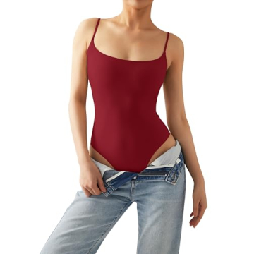 SUUKSESS Women's Sexy Square Neck Thong Bodysuit Backless Top