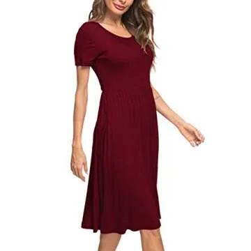 AUSELILY Women's Stylish Empire Waist Dress with Pockets