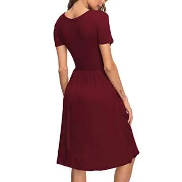 AUSELILY Women's Stylish Empire Waist Dress with Pockets