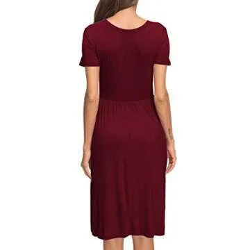 AUSELILY Women's Stylish Empire Waist Dress with Pockets