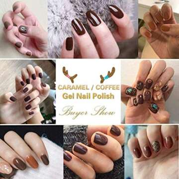 awsmcolor Brown Gel Nail Polish Set, 6 Colors Chocolate Coffee Dark Neutral Gel Nail Polish Long Lasting Soak Off Gel Nail Art DIY Salon Manicure Kit Gift for Girls Women