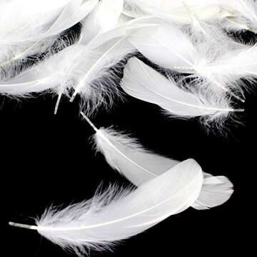 Coceca 150pcs White Goose Feathers for Crafts and Clothing