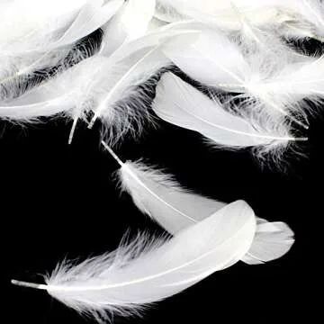 Coceca 150pcs White Goose Feathers for Crafts and Clothing