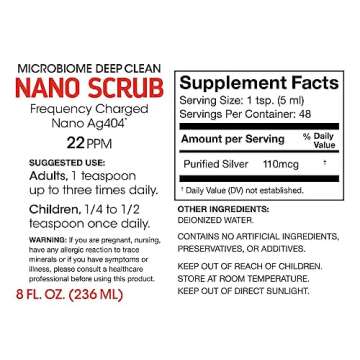 Nano Scrub by Silver Fern Brand - 1 Bottle - 48 Servings - Frequency Activated Nano Ag4O4 - Liquid
