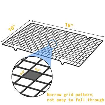 Tebery 4 Pack Black Heavy-Duty Wire Cooking Rack Baking Racks, Nonstick Baking & Cooling Grid for Ro...