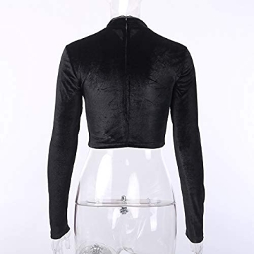 TOPVEST Gothic Velvet Crop Top Long Sleeve Cheongsam
