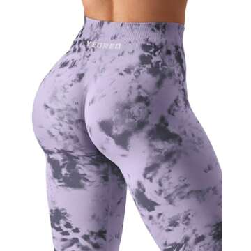 YEOREO Workout Leggings for Women Dazzle Scrunch Butt Lifting Leggings Seamless Screen Print Gym Yoga Pants Purple XL