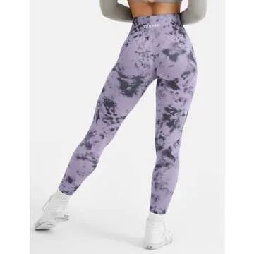YEOREO Workout Leggings for Women Dazzle Scrunch Butt Lifting Leggings Seamless Screen Print Gym Yoga Pants Purple XL