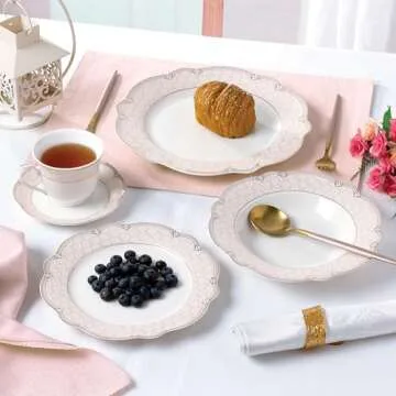 Sandra 20-Piece Bone China Dinnerware Set in Blush Pink