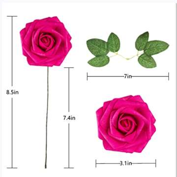Lansdowns Artificial Flower Foam Rose 25pcs Real Looking Fake Rose with Stems Leaves for Home Decora...