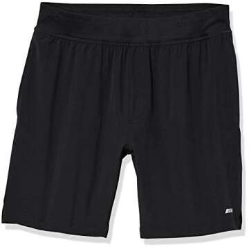 Amazon Essentials Men's Performance Stretch Woven 7" Training Short, Black, Medium