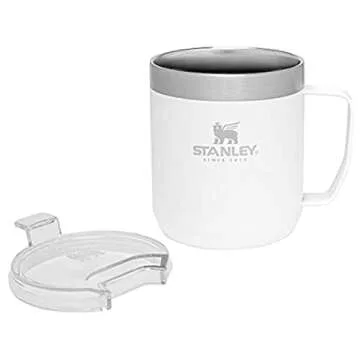 Stanley Stay Hot Camp Mug - Durable 18/8 Stainless Steel Insulated Mug - Splash-Free Tritan™ Drink-Thru Lid - 12 OZ - Polar