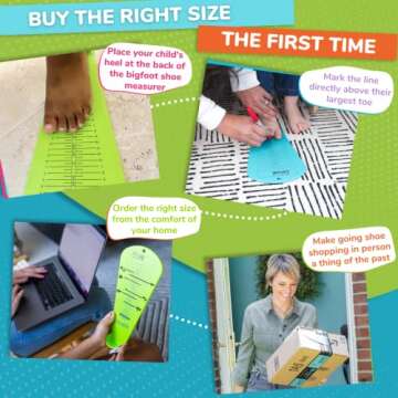Squatchi Shoe Sizer for Baby, Toddler & Kids - Home Foot Measuring Device, Buy Shoes Online w/an Acc...