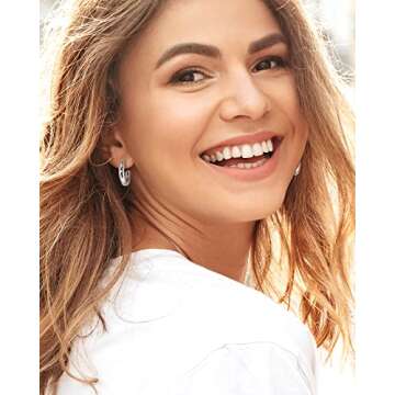 Adoyi Silver Hoop Earrings, Small Silver Hoops Earrings Chunky Huggie Hoop Earrings Set for Women 14...