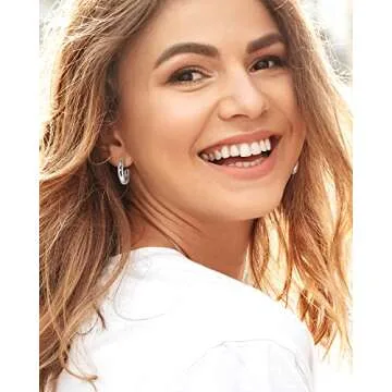 Adoyi Silver Hoop Earrings, Small Silver Hoops Earrings Chunky Huggie Hoop Earrings Set for Women 14...