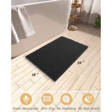 AMOAMI Upgraded Waffle Bath Mat, Super Absorbent Non Slip Bath Mats for Bathroom Floor, Machine Wash...