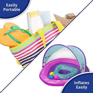 SwimSchool Deluxe Baby Pool Float with Adjustable Canopy