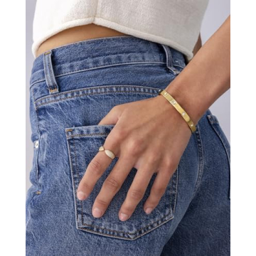 Elegant PAVOI 14K Gold Plated Bangle Bracelet for Women