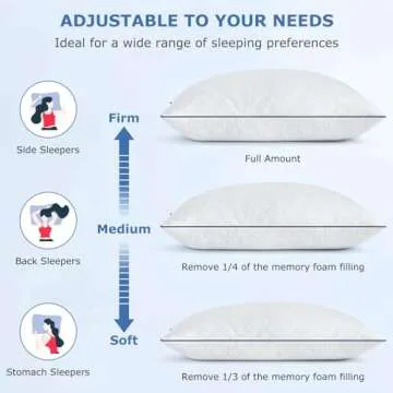 Slybear Cooling Bed Pillows Queen Size Set of 2 for Sleeping, Adjustable Shredded Memory Foam Pillows for Side Back Stomach Sleepers - Luxury Gel Pillows Hotel Pillows with Washable Removable Cover