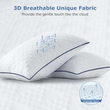 Slybear Cooling Bed Pillows Queen Size Set of 2 for Sleeping, Adjustable Shredded Memory Foam Pillows for Side Back Stomach Sleepers - Luxury Gel Pillows Hotel Pillows with Washable Removable Cover