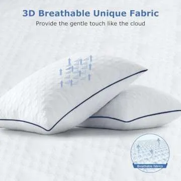 Slybear Cooling Bed Pillows Queen Size Set of 2 for Sleeping, Adjustable Shredded Memory Foam Pillows for Side Back Stomach Sleepers - Luxury Gel Pillows Hotel Pillows with Washable Removable Cover