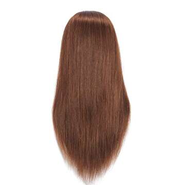 Headfix 24"-26" Hair Mannequin Head 100% Human Hair Hairdresser Practice Styling Training Head Cosmetology Manikin Doll Head With Clamp (6F1919LB0418H)