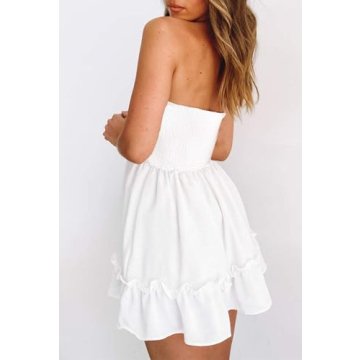 Chic Tsher Tube Top Dress for Women - Summer Solid Mini Dress