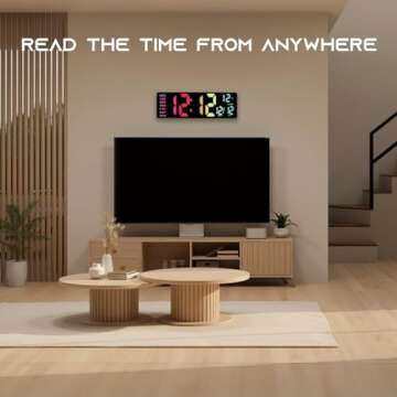 EASYERA 16.5" Large Digital Wall Clock with Remote Control, RGB Atmosphere Lights with 11 Scenes Mod...