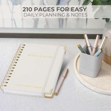 Aesthetic Daily Planner And Notebook With Hourly Schedule - Beautiful Spiral To do List Notepad For Work/Home to Organize Tasks And Appointments - Stylish School/Office Supplies Book For Women