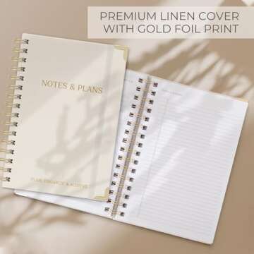 Aesthetic Daily Planner And Notebook With Hourly Schedule - Beautiful Spiral To do List Notepad For Work/Home to Organize Tasks And Appointments - Stylish School/Office Supplies Book For Women