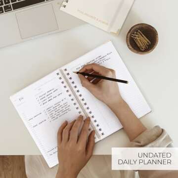 Aesthetic Daily Planner And Notebook With Hourly Schedule - Beautiful Spiral To do List Notepad For Work/Home to Organize Tasks And Appointments - Stylish School/Office Supplies Book For Women