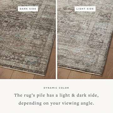 Loloi Magnolia Home by Joanna Gaines Millie Collection MIE-03 Charcoal/Dove 5'-3" x 7'-6", .25" Pile Height, Area Rug