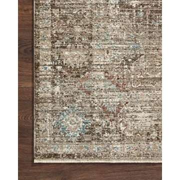 Loloi Magnolia Home by Joanna Gaines Millie Collection MIE-03 Charcoal/Dove 5'-3" x 7'-6", .25" Pile Height, Area Rug