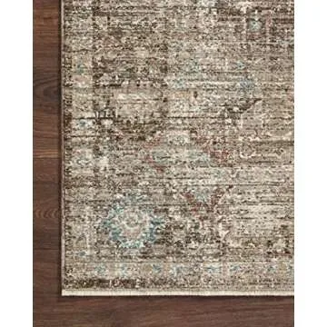 Loloi Magnolia Home by Joanna Gaines Millie Collection MIE-03 Charcoal/Dove 5'-3" x 7'-6", .25" Pile Height, Area Rug