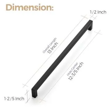 Ravinte 18 Pack 12-3/5 Inch Kitchen Square Cabinet Handles Matte Black Cabinet Pulls Black Drawer Pulls Kitchen Cabinet Hardware Kitchen Handles for Cabinets Cupboard Handles Drawer Handles