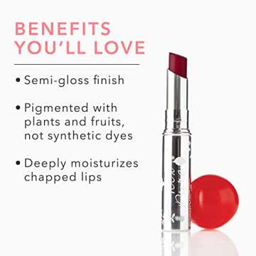 100% PURE Lip Glaze, Cabernet, Tinted Lip Balm, With Cocoa Butter, Vitamin E, Lip Moisturizer, Natural Lip Balm (Pink Mauve Color) - 0.088 oz