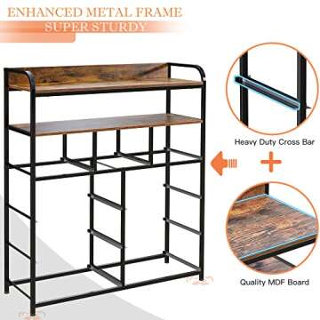 EnHomee Dresser with 9 Drawer, TV Stand Dresser for Bedroom with 2 Shelves, Fabric Dressers & Chest of Drawers with Wood Top, for Bedroom, Closet, Living Room,Entryway,Metal Frame,Rustic Brown