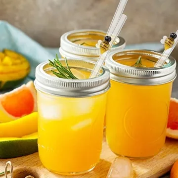 6 Cute Bee Design Glass Straws - Eco-Friendly & Stylish